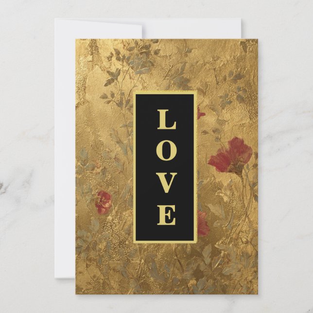 *~ LOVE AR66 RSVP QR Vintage Gold Wedding Invitation (Front)