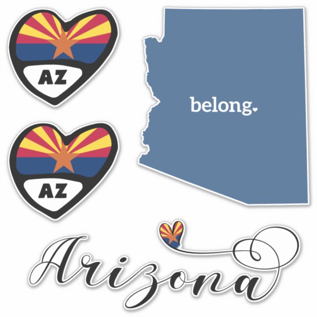 Love Arizona 3 Different Designs, Die Cut Stickers (Front)