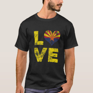 Love Arizona State Vintage Heart Flag   T-Shirt