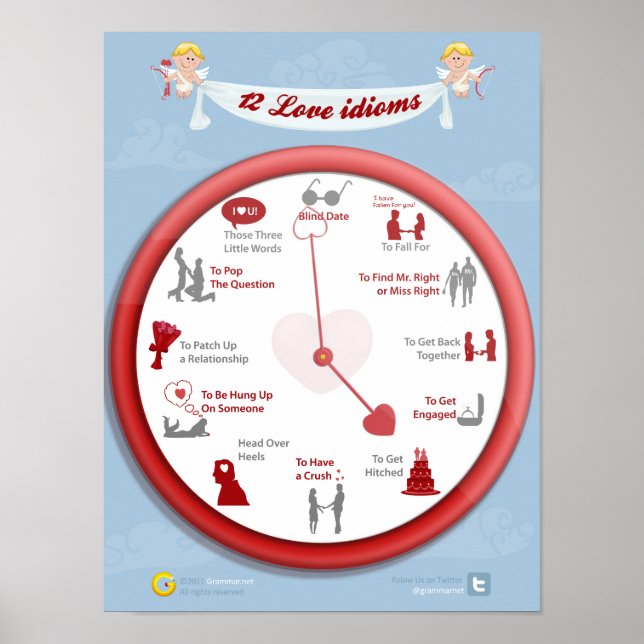 Love around the clock: 12 love idioms poster (Front)