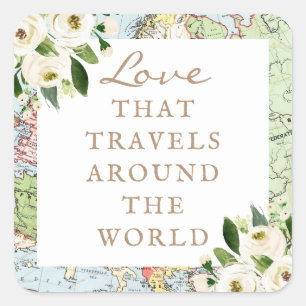 Love Around The World Floral Map Favour Label