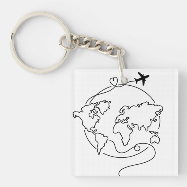 🌍 Love Around the World ✈️ Key Ring (Front)