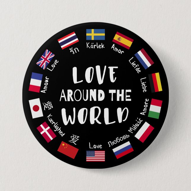 Love Around the World Languages  7.5 Cm Round Badge (Front)