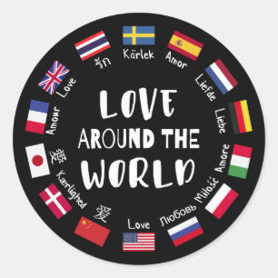 Love Around the World Languages  Classic Round Sticker