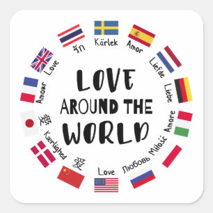 Love Around the World Languages  Square Sticker