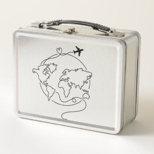 🌍 Love Around the World ✈️ Metal Lunch Box
