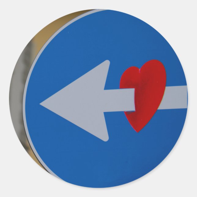 Love, Arrow, Heart, street sign, graffiti, Classic Round Sticker (Front)