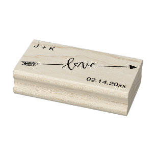 Love Arrow Initials and Date Rubber Stamp