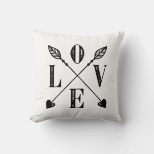 Love arrows black and white pillow