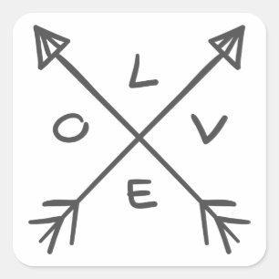 Love Arrows Black And White Wedding Square Sticker