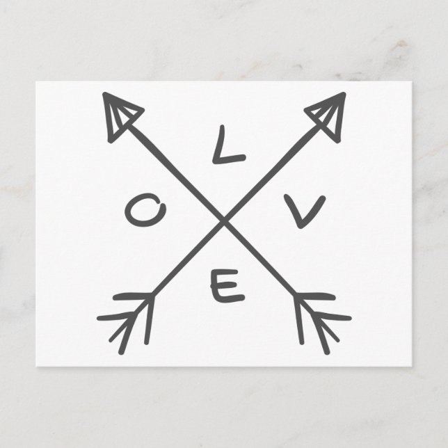 Love Arrows Monochrome Black and White Wedding Postcard (Front)