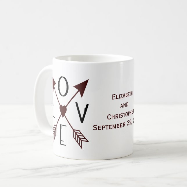 Love Arrows Wedding Engagement Anniversary Gift Coffee Mug (Front Left)