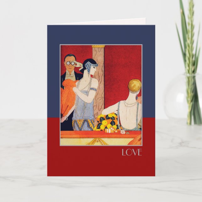 Love. Art Deco Valentine's Day  Holiday Card (Front)