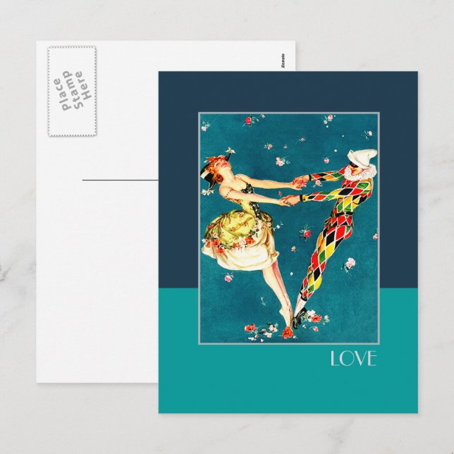 Love. Art Deco Valentine's Day  Holiday Postcard (Front/Back)