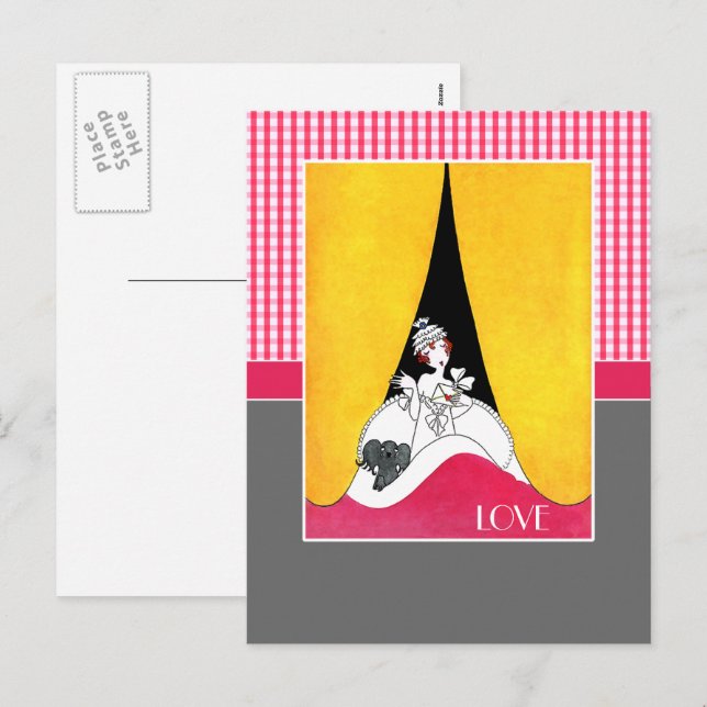 Love. Art Deco Valentine's Day Holiday Postcard (Front/Back)