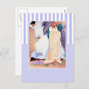 Love. Art Deco Valentine's Day Holiday Postcard