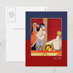 Love. Art Deco Valentine's Day Holiday Postcard