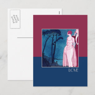 Love. Art Deco Valentine's Day Holiday Postcard