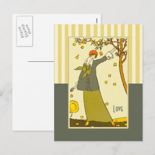 Love. Art Deco Valentine's Day Holiday Postcard