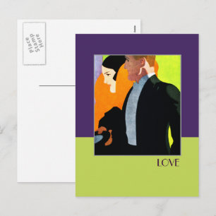 Love. Art Deco Valentine's Day Holiday Postcard