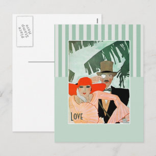 Love. Art Deco Valentine's Day Holiday Postcard