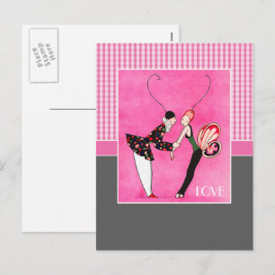 Love. Art Deco Valentine's Day Holiday Postcard