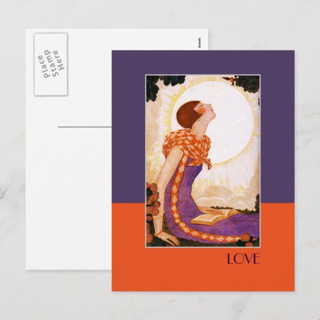 Love. Art Deco Valentine's Day Postcards (Front/Back)