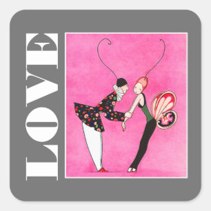 Love. Art Deco Valentine's Day Square Sticker