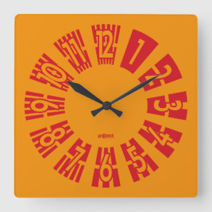 LOVE ART KLOCK BARS & INDIAN COLORS BY MASANSER SQUARE WALL CLOCK