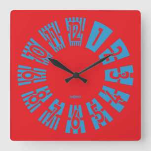 LOVE ART KLOCK BARS & INDIAN COLORS BY MASANSER SQUARE WALL CLOCK