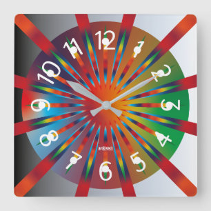 LOVE ART KLOCK POWER GRADIENTS COLORS BY MASANSER SQUARE WALL CLOCK