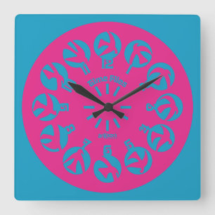 LOVE ART KLOCK TIME FLIES BY MASANSER SQUARE WALL CLOCK
