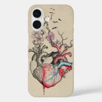 Love art Surreal Anatomical hearts Flowers Vintage