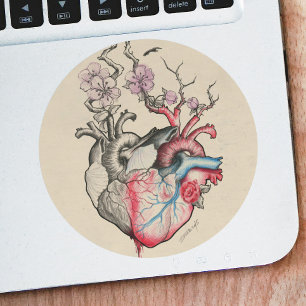 Love art Surreal Anatomical hearts Flowers Vintage Classic Round Sticker