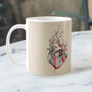 Love art Surreal Anatomical hearts Flowers Vintage Coffee Mug