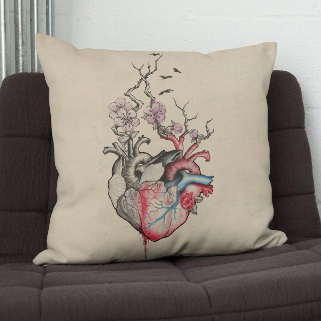 Love art Surreal Anatomical hearts Flowers Vintage Cushion (Creator Uploaded)