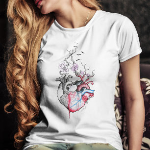 Love art Surreal Anatomical hearts Flowers Vintage T-Shirt