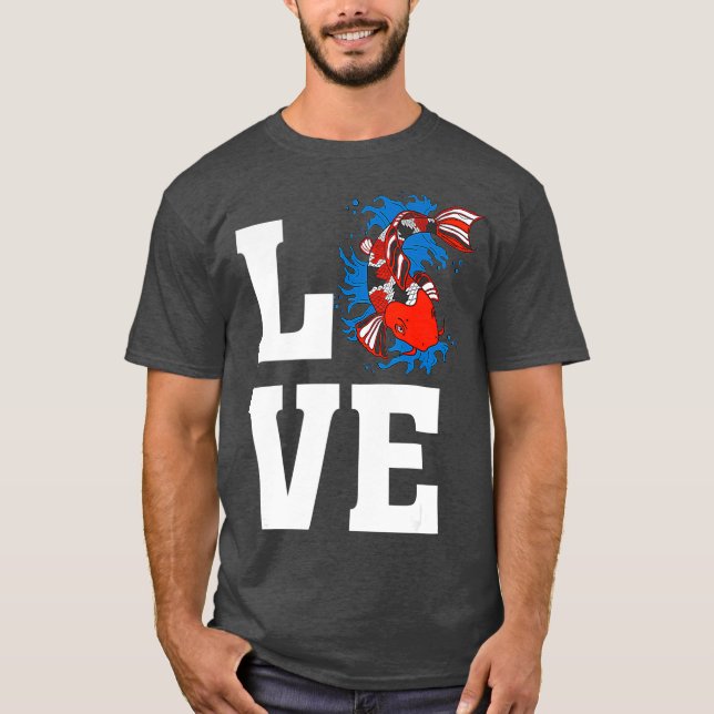 Love Artistic Japanese Koi Fish - Koi Pond Fish T-Shirt (Front)