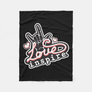 Love Asl Ily Hand Sign Language Deaf Awareness  Fleece Blanket