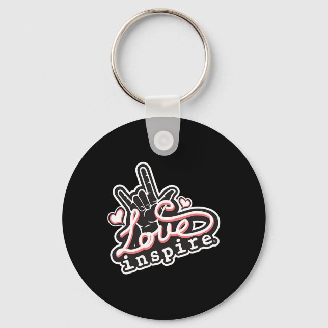 Love Asl Ily Hand Sign Language Deaf Awareness  Key Ring (Front)