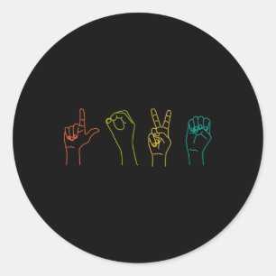 Love ASL Sign language Alphabet Valentines Day Gif Classic Round Sticker