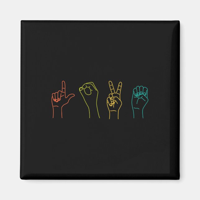 Love ASL Sign language Alphabet Valentines Day Gif Magnet (Front)