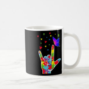 Love Asl Sign Language Puzzle Butterfly Autism Awa Coffee Mug