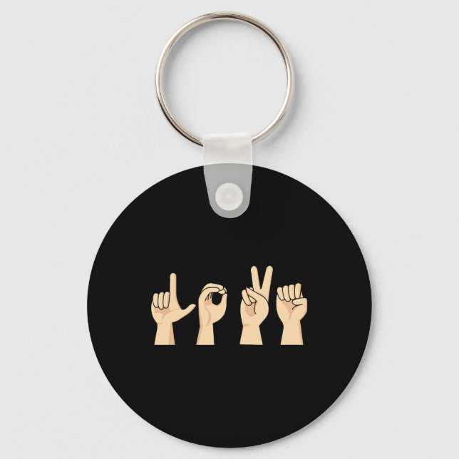 Love ASL Valentines Day Cute Sign Language Deaf Aw Key Ring (Front)