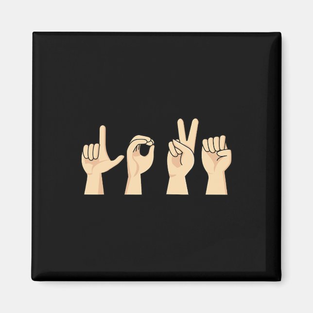 Love ASL Valentines Day Cute Sign Language Deaf Aw Magnet (Front)