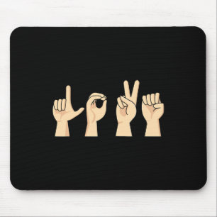 Love ASL Valentines Day Cute Sign Language Deaf Aw Mouse Mat