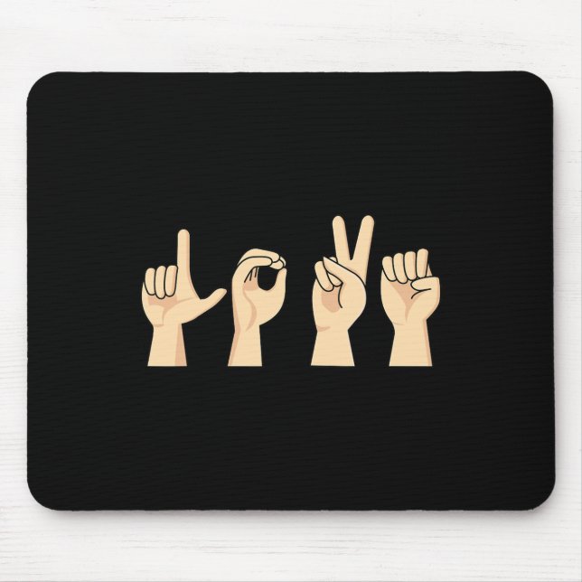 Love ASL Valentines Day Cute Sign Language Deaf Aw Mouse Mat (Front)