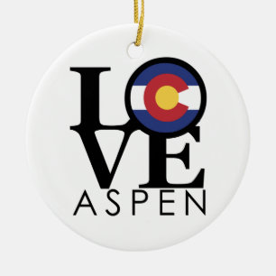 LOVE Aspen Colorado Ceramic Tree Decoration