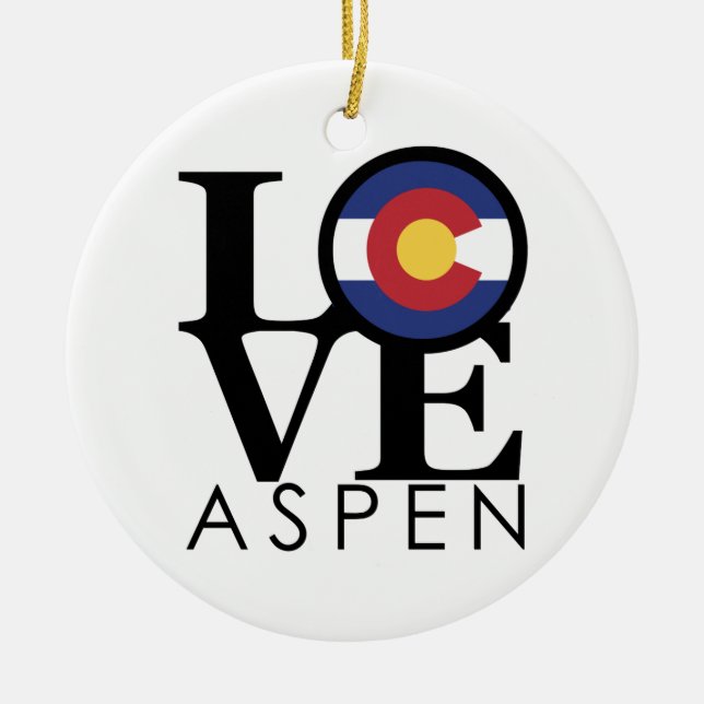 LOVE Aspen Colorado Ceramic Tree Decoration (Front)