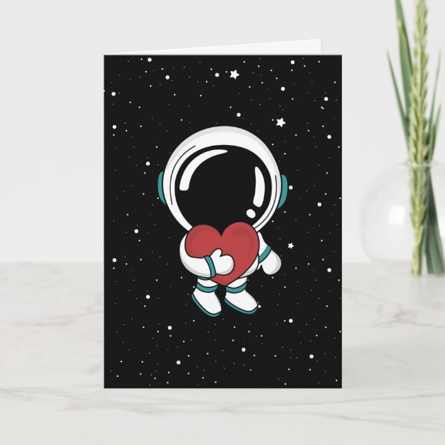 Love Astronaut Valentine Day Holiday Card (Front)